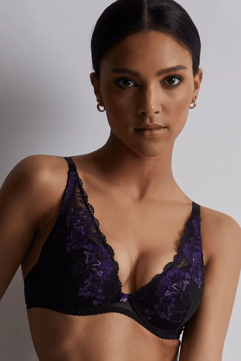 Sexy Lingerie | Luxury French Lingerie>Aubade A Fleur de Toi Plunge Bra DarkOrchid