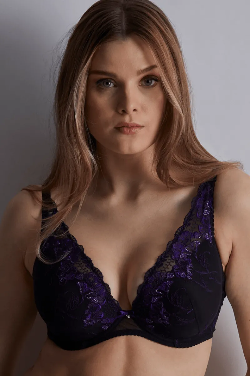 Sexy Lingerie | Luxury French Lingerie>Aubade A Fleur de Toi Plunge Bra DarkOrchid