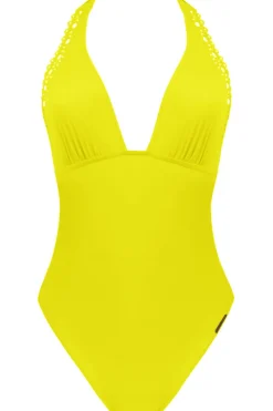 Swimsuits | Sexy Lingerie>Lise Charmel Ajourage Couture Plunging Back Halter Yellow Swimsuit
