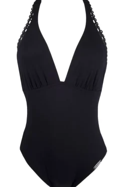 Swimsuits | Sexy Lingerie>Lise Charmel Ajourage Couture Plunging Back Halter Swimsuit in Black