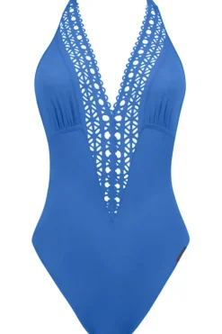 Swimsuits | Sexy Lingerie>Lise Charmel Ajourage Couture Plunging Halter Swimsuit in Blue