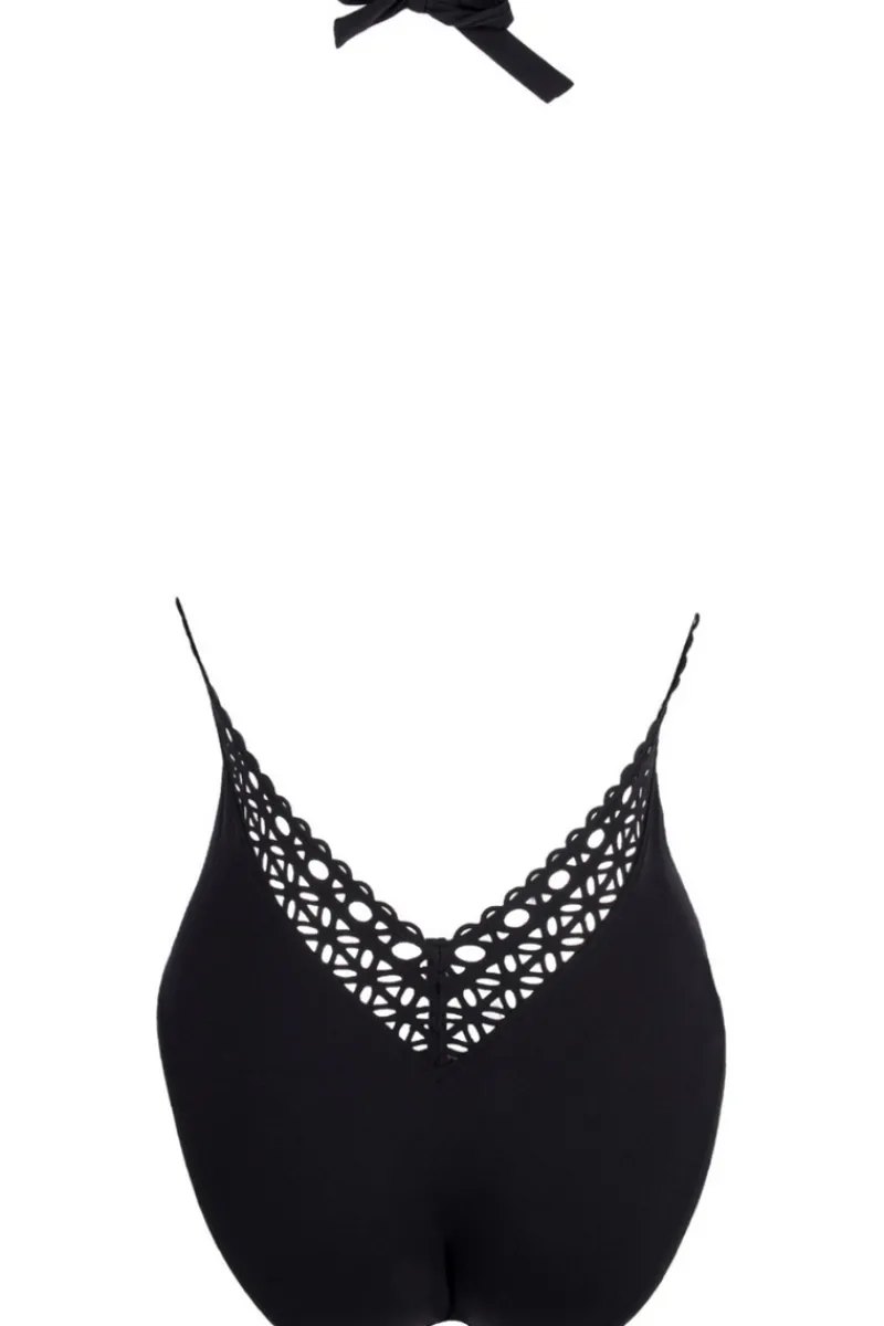 Swimsuits | Sexy Lingerie>Lise Charmel Ajourage Couture Plunging Back Halter Swimsuit in Black