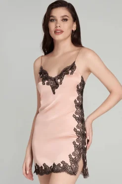 Silk Nightwear | Nighties, Babydolls & Chemises>Agent Provocateur Amelea Short Slip Pink/Black