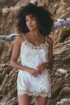 Silk Nightwear | Nighties, Babydolls & Chemises>Marjolaine Apolline Silk Mini Nightie in Natural