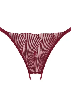 Red Lingerie | Crotchless Lingerie>Coco de Mer Athena Open Thong Red, Size L (UK 12-14)