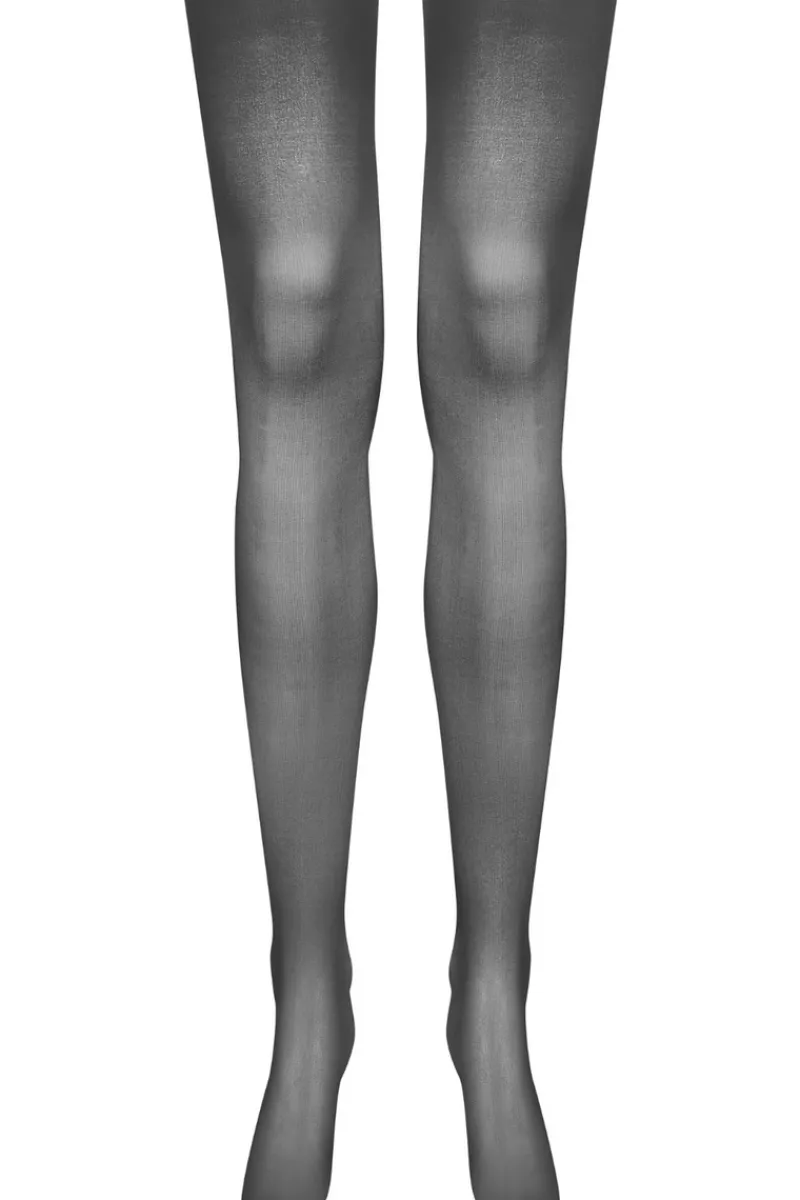 Seamed Stockings | Sheer Stockings>Maison Close Black Cut & Curled Gold Lurex Seam Stockings 20 Denier