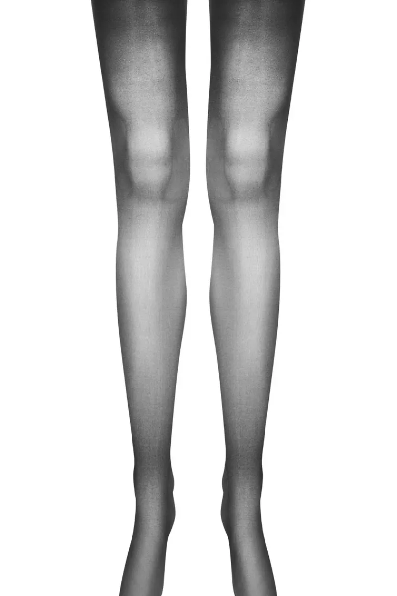 Seamed Stockings | Sheer Stockings>Maison Close Black Cut & Curled Purple Lurex Seam Stockings 20 Denier