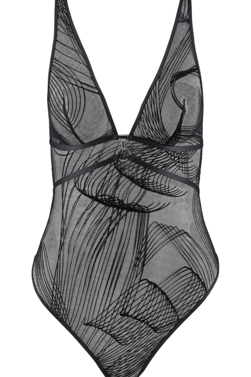 Sexy Lingerie | Luxury French Lingerie>Aubade Boîte à Désir Heat Wave Thong Bodysuit Black