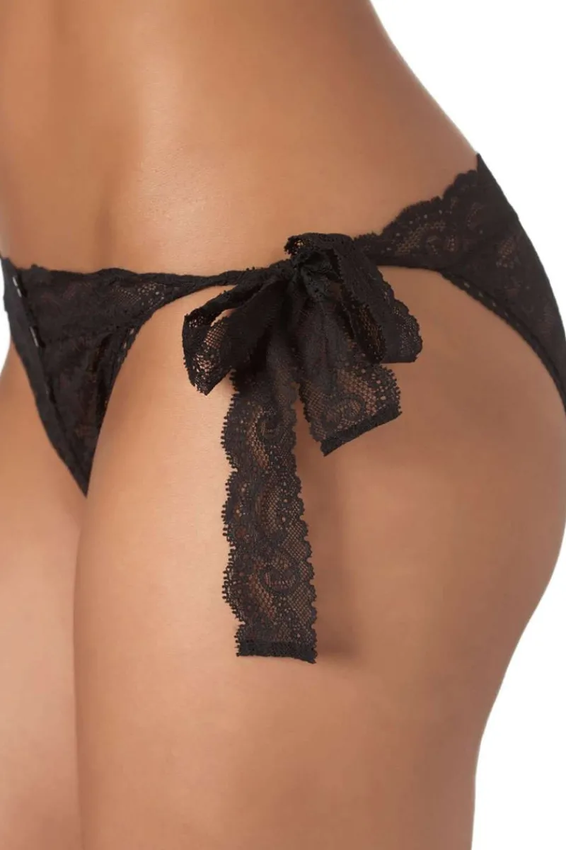 Sexy Lingerie | Luxury French Lingerie>Aubade Boîte à Désir Openable Lace Brief Black
