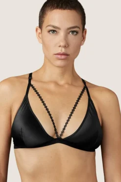 Sexy Lingerie | Luxury French Lingerie>Aubade Boîte à Désir Sweet Addiction Satin Triangle Bra Black