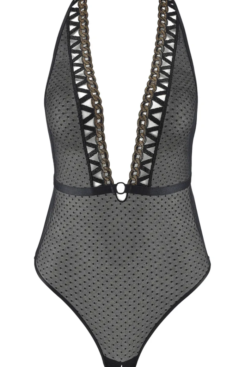 Sexy Lingerie | Luxury French Lingerie>Aubade Boîte à Désir Unchain Me Up Bodysuit GoldenBlack