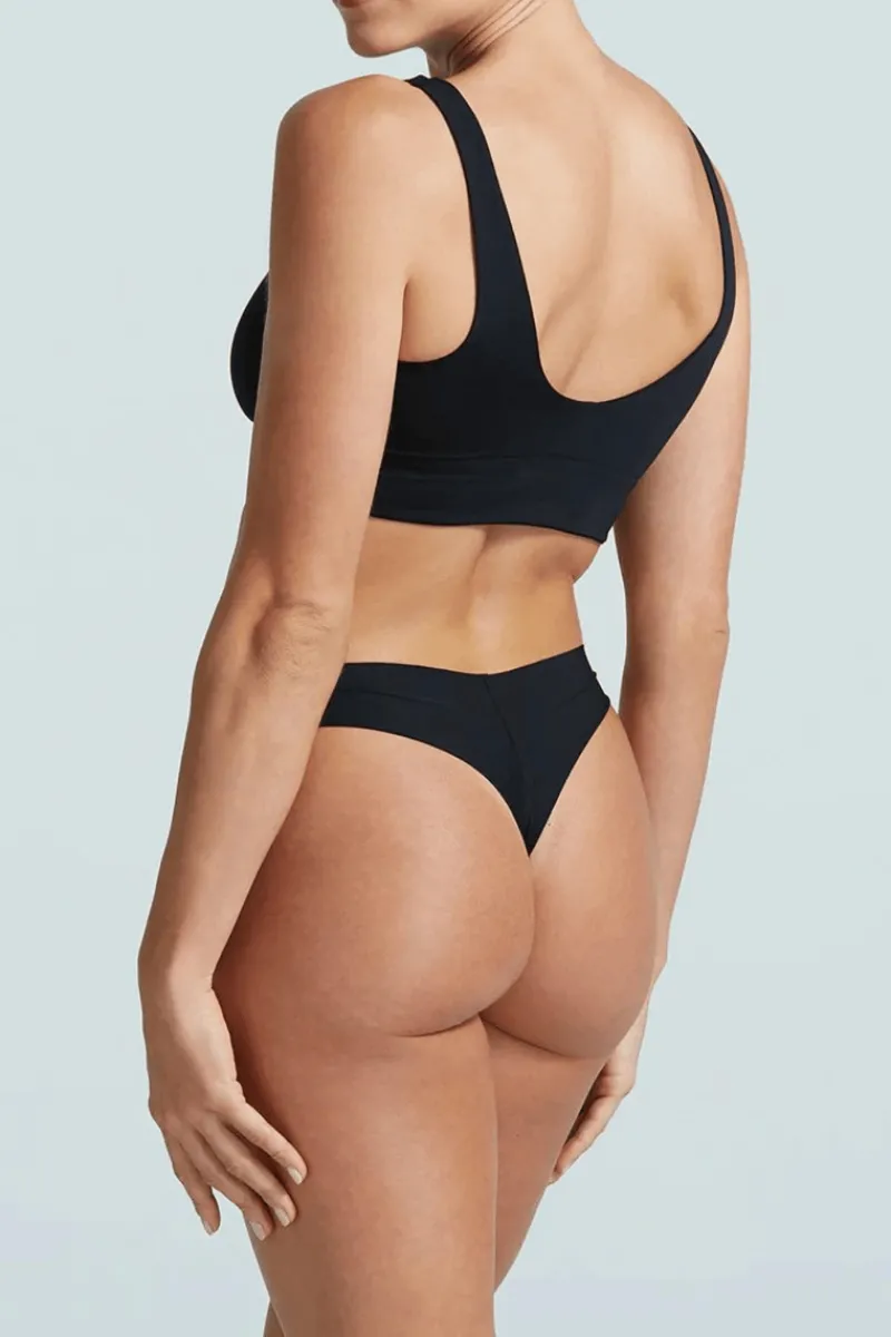 £30 And Under | Thongs & G-strings>Commando Butter Mid-Rise Thong, Size M (UK 12-14) Black