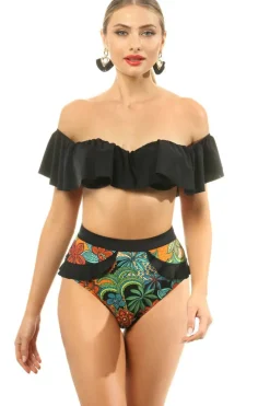 Underwired Bras>Jolidon Cabo Bandeau Bikini Top & Bottom, Size M (UK 10, B Cup) Black