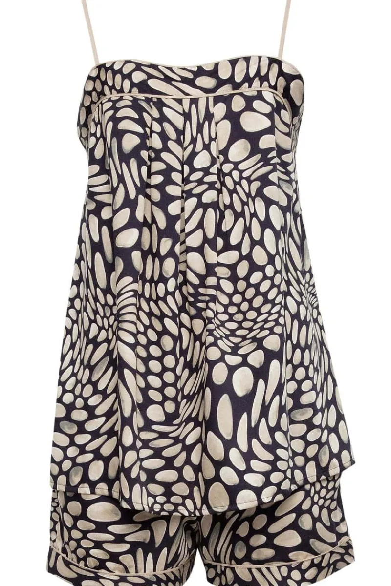 Pyjama Sets | 2 Piece Lingerie Sets>Fable u0026 Eve Carnaby Pebble Print Cami and Short Set, Size UK 14 Multi