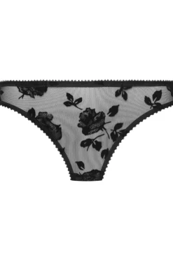Sexy Lingerie | Luxury French Lingerie>Cadolle Cathy Flocked Mesh Thong Black