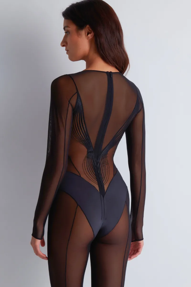 Sexy Lingerie | Luxury French Lingerie>Aubade Cindy Bruna x Midnight Storm Jumpsuit SmokyAttraction