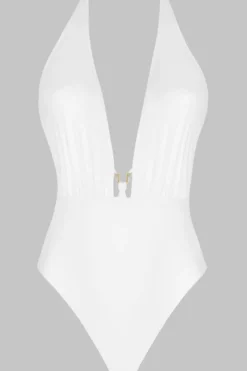 Swimsuits | Sexy Lingerie>Lise Charmel Classe Nautique Seduction Halter Swimsuit BlancClasse