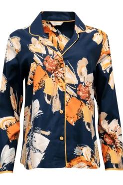 Pyjama Tops | £30 And Under>Cyberjammies Cosmo Floral Print Long Sleeve Pyjama Top, Size UK 8 NavyMix