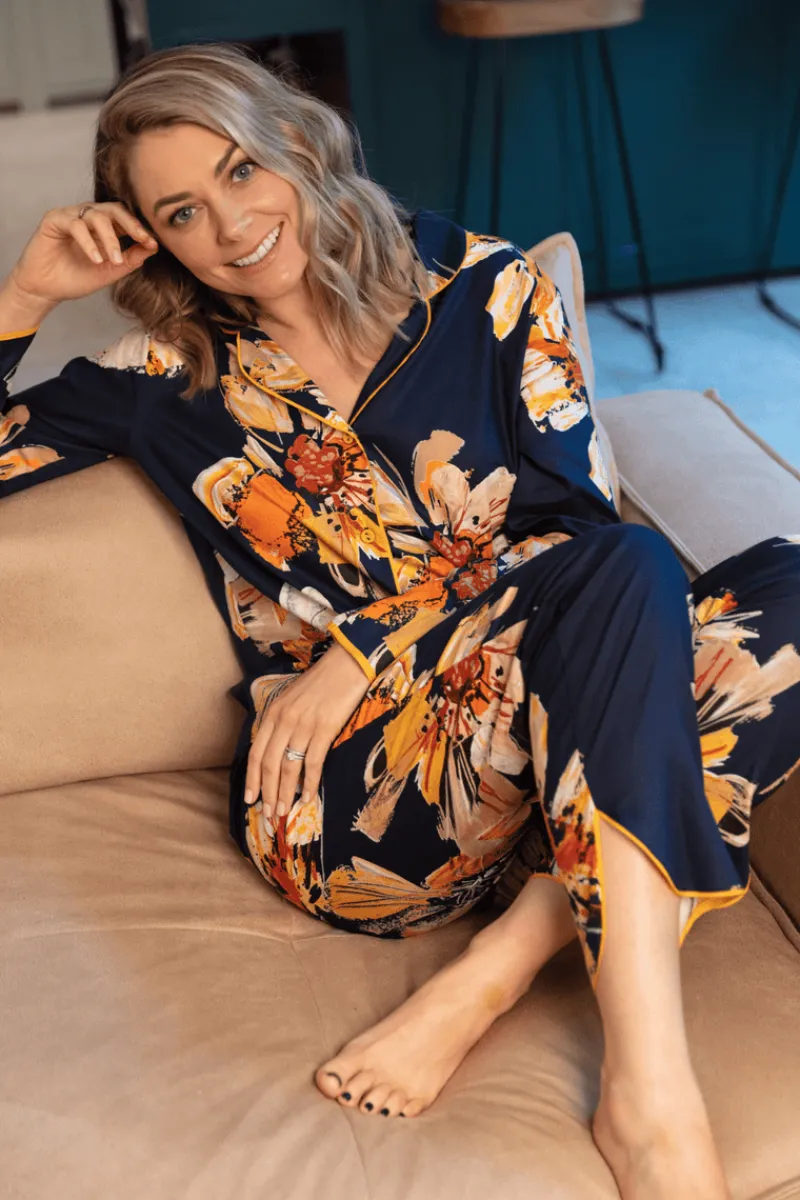 Pyjama Pants & Shorts | £30 And Under>Cyberjammies Cosmo Floral Print Pyjama Pants NavyMix