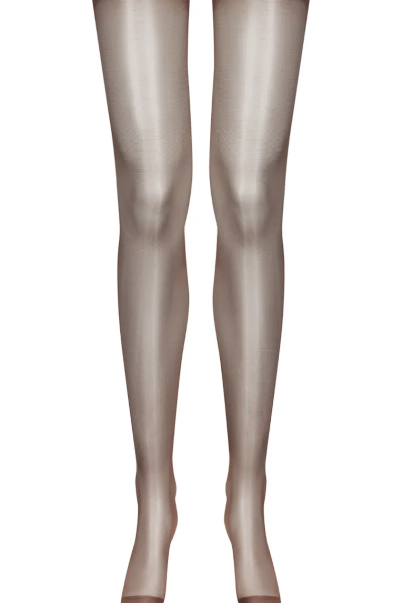 Sheer Stockings | Nude Stockings>Maison Close Cut & Curled Stockings 20 denier - Brown