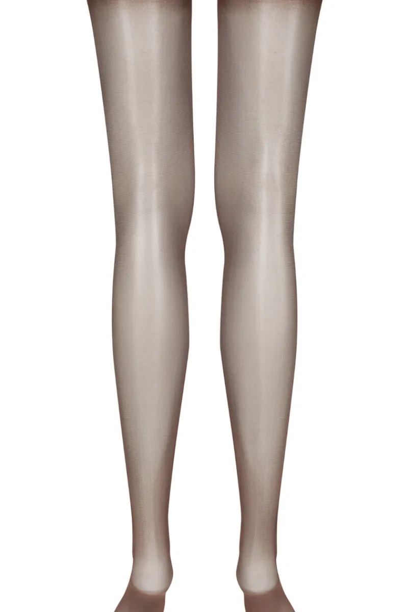 Sheer Stockings | Nude Stockings>Maison Close Cut & Curled Stockings 20 denier - Brown