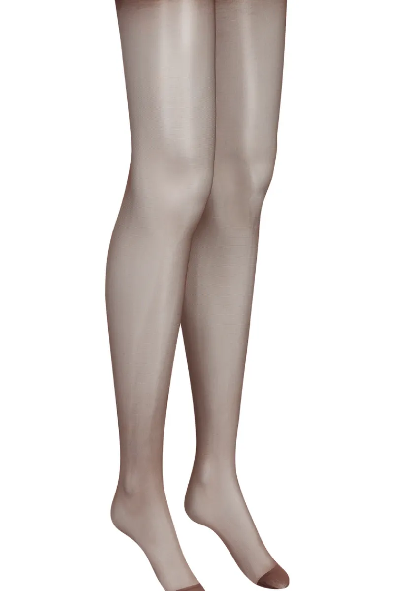 Sheer Stockings | Nude Stockings>Maison Close Cut & Curled Stockings 20 denier - Brown