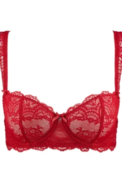 Red Lingerie | Sexy Lingerie>Aubade Danse des Sens Red Lace Half Cup Bra IrresistibleRed