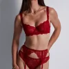 Red Lingerie | Sexy Lingerie>Aubade Danse des Sens Red Lace Suspender Belt IrresistibleRed