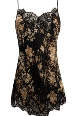 Silk Nightwear | Nighties, Babydolls & Chemises>Lise Charmel Deesse En Glam Lace Up Babydoll Black/Gold