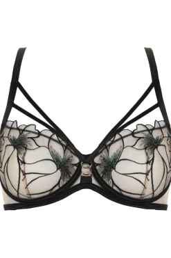 Sheer Lingerie | Balconette Bras & Demi Bras>Prelude Delicate Nymph Balconette Bra Black/Green