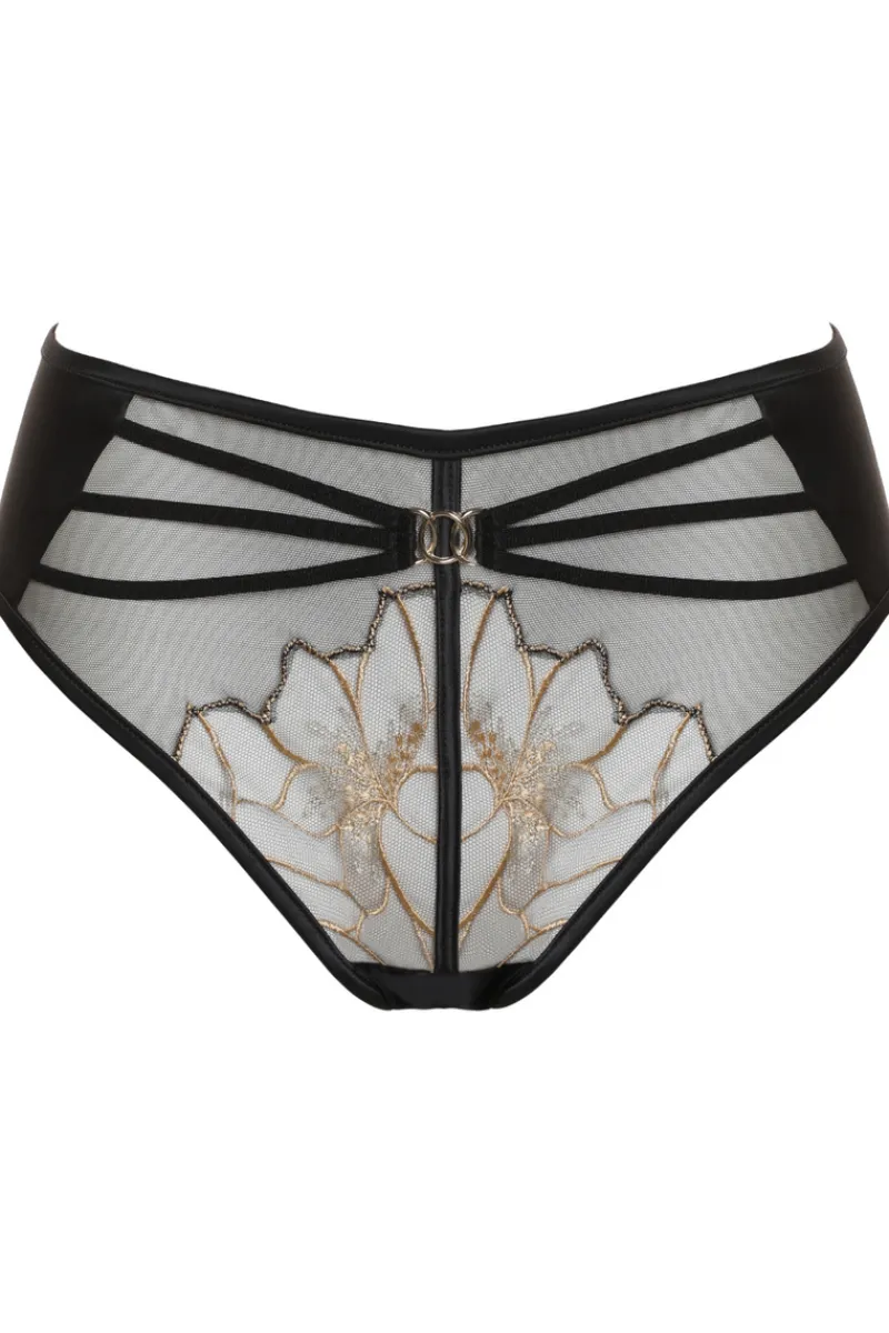 Sheer Lingerie | High Waist Thongs And Knickers>Prelude Delicate Nymph High Waist Brazilian Black/Gold