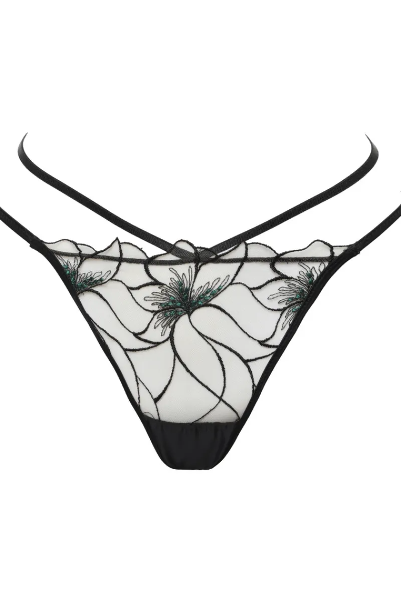 Sheer Lingerie | Thongs & G-strings>Prelude Delicate Nymph Mini Thong Black/Green