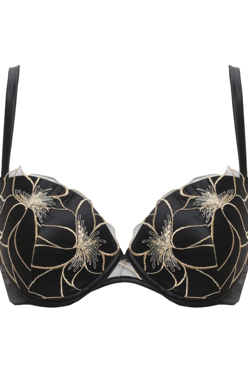Sheer Lingerie | Underwired Bras>Prelude Delicate Nymph Padded Bra Black/Gold