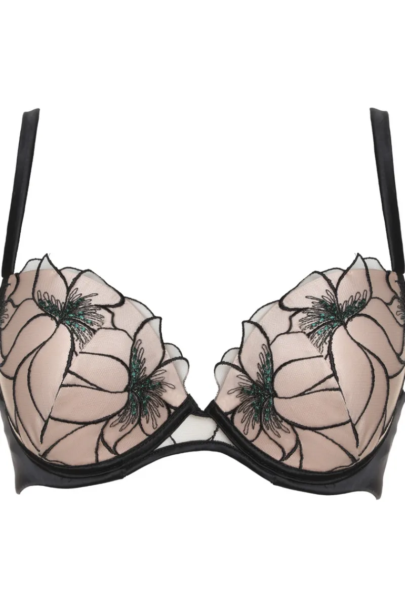 Sheer Lingerie | Underwired Bras>Prelude Delicate Nymph Padded Bra Black/Green