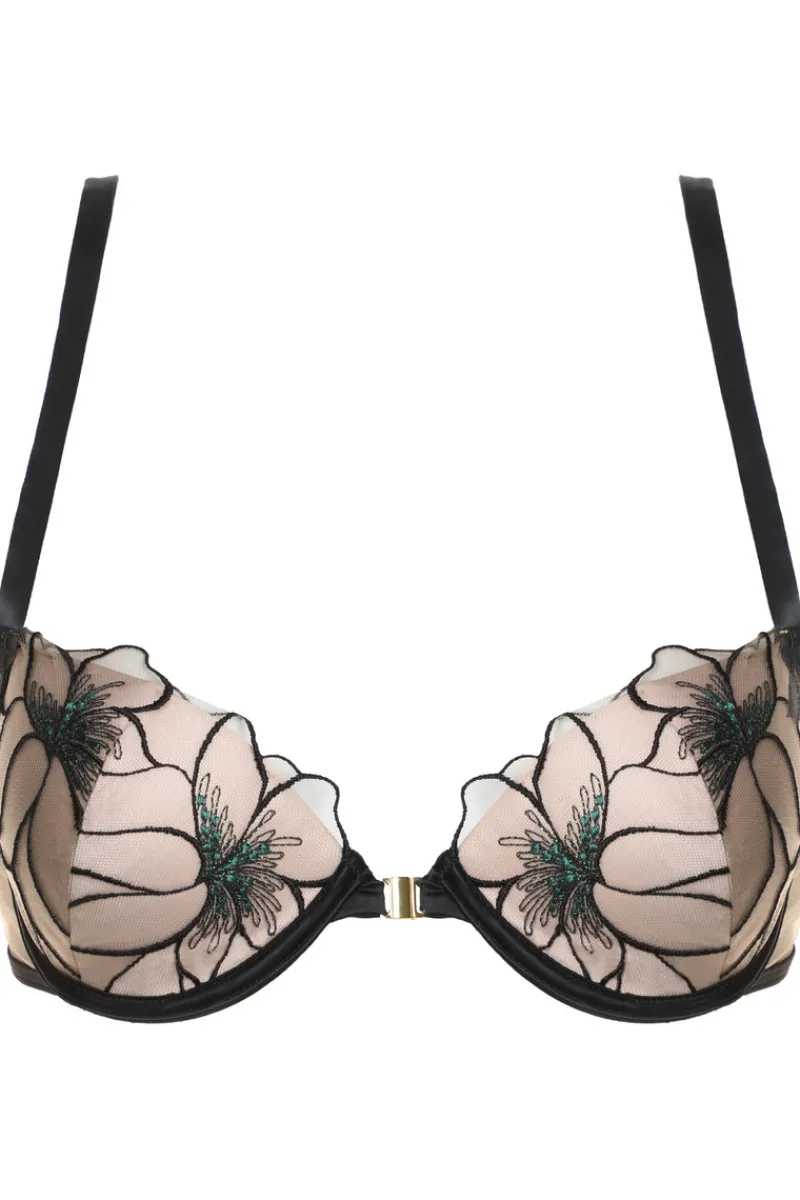 Sheer Lingerie | Push Up Bras>Prelude Delicate Nymph Push Up Bra Black/Green