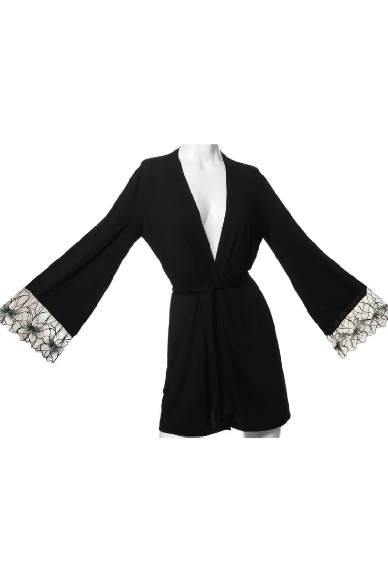 Kimonos & Robes>Prelude Delicate Nymph Robe Black/Green