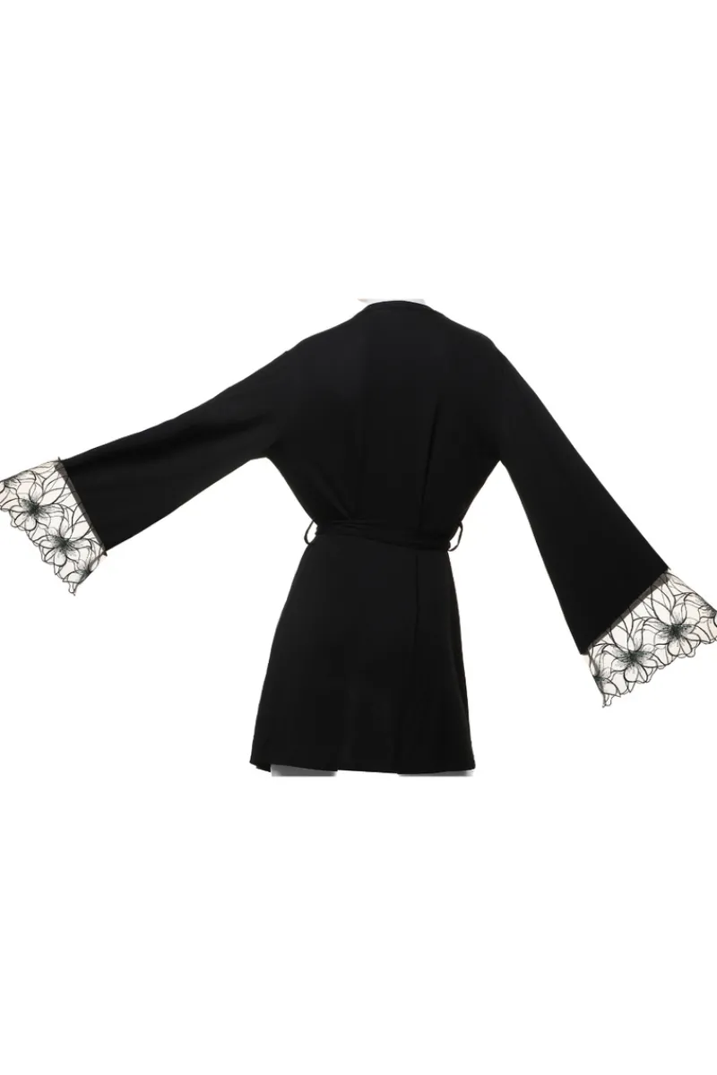 Kimonos & Robes>Prelude Delicate Nymph Robe Black/Green