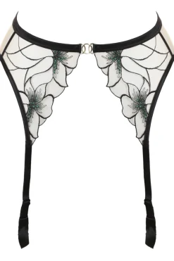 Sheer Lingerie | Suspender Belts>Prelude Delicate Nymph Suspender Belt Black/Green