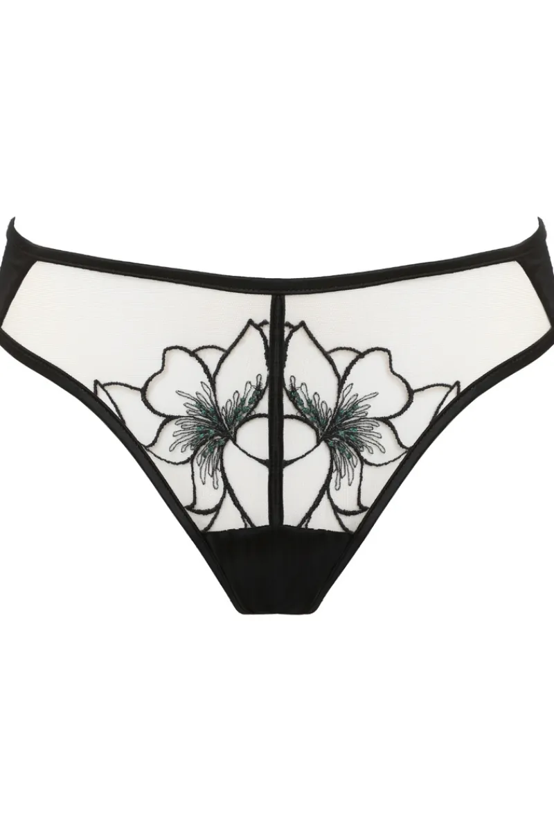 Sheer Lingerie | Thongs & G-strings>Prelude Delicate Nymph Thong Black/Green