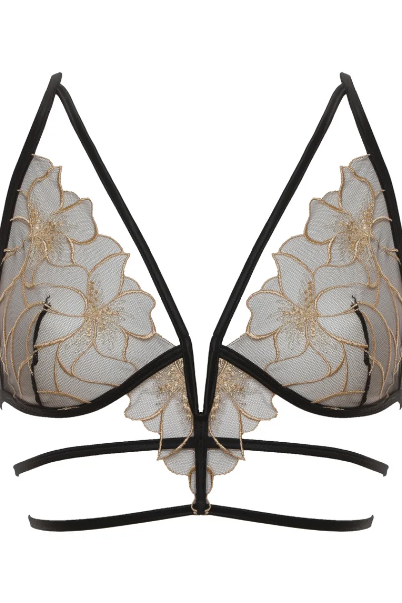 Sheer Lingerie>Prelude Delicate Nymph Triangle Bra Black/Gold