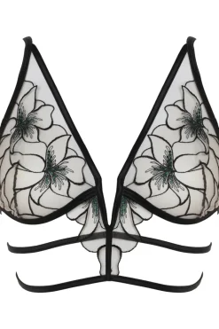 Sheer Lingerie>Prelude Delicate Nymph Triangle Bra Black/Green