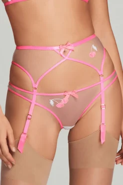 Suspender Belts | Suspender Belts>Agent Provocateur Donnie Suspender, Size 3 (UK 10) Pink/White