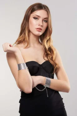 Restraints, Cuffs & Gloves | Pleasure>Bijoux Indiscrets Désir Métallique Metallic Mesh Cuffs Silver