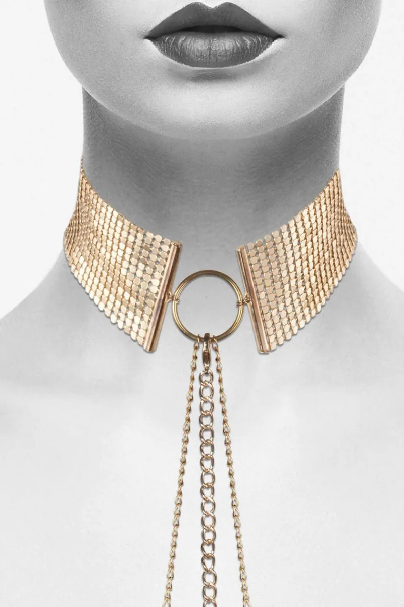 Collars & Chokers | Pleasure>Bijoux Indiscrets Désir Métallique Metallic Mesh Chain Collar Gold