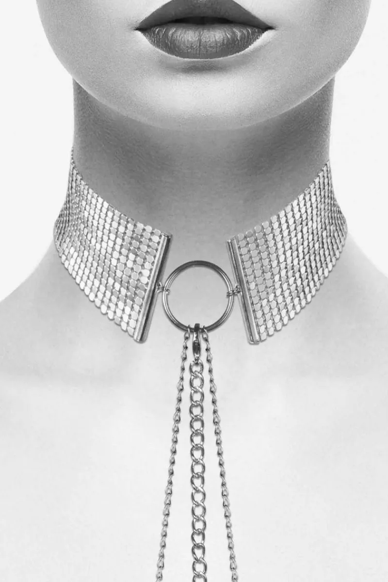 Collars & Chokers | Pleasure>Bijoux Indiscrets Désir Métallique Metallic Mesh Chain Collar Silver