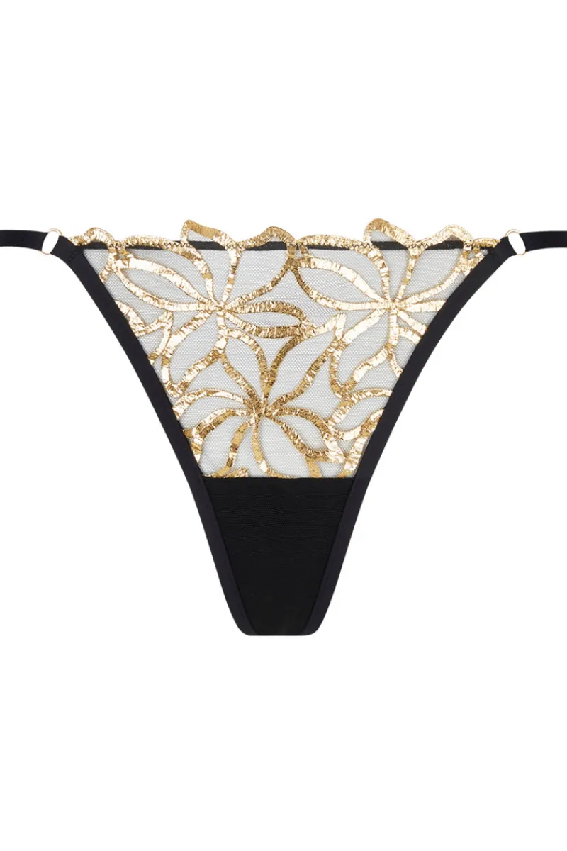 Luxury French Lingerie | Sexy Lingerie>Lise Charmel Eclats d’Or Mini Thong NoirOr
