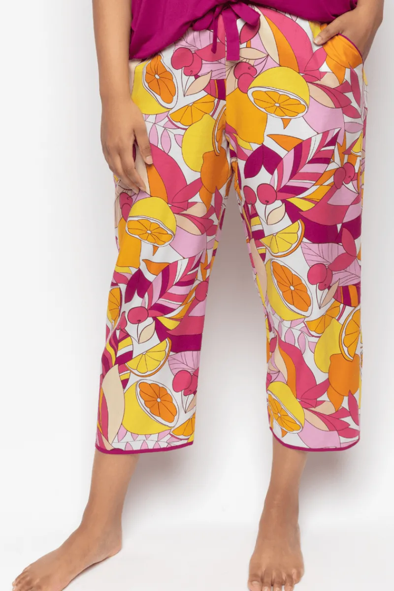 Pyjama Pants & Shorts | £30 And Under>Cyberjammies Emmi Fruit Print Cropped Pyjama Pants, Size UK 10 Multi