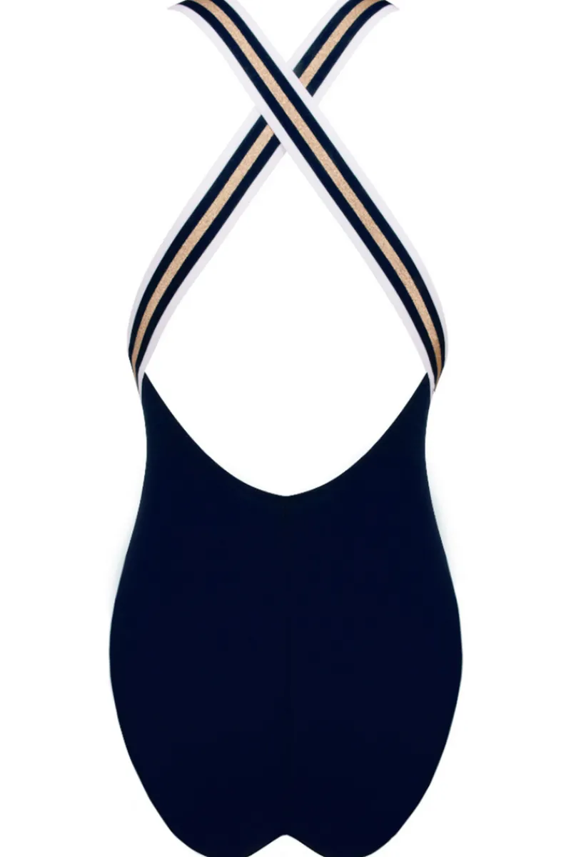 Swimsuits | Sexy Lingerie>Lise Charmel Energie Nautique Crossed Back Swimsuit in Ink
