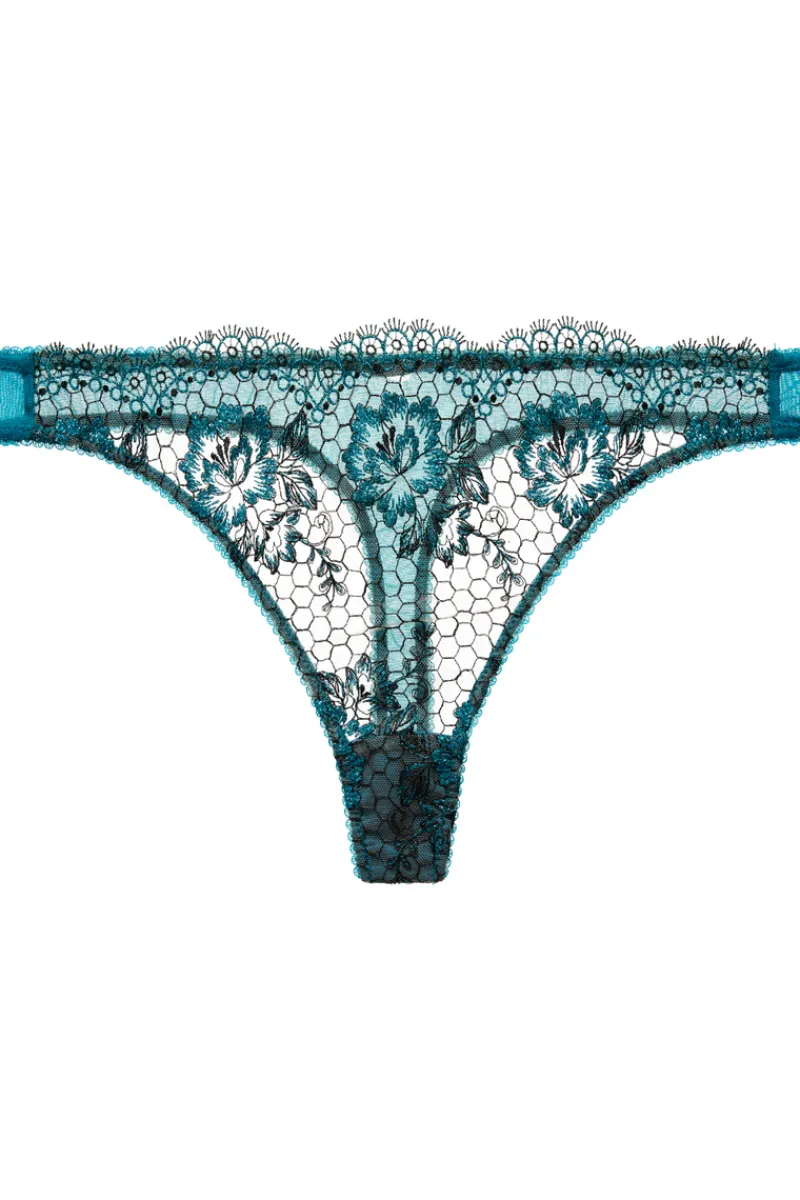 Sheer Lingerie | Thongs & G-strings>Dita Von Teese Evelina Lurex Thong Peacock