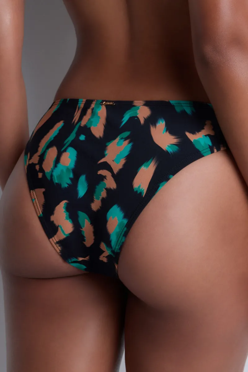 Sexy Lingerie | Luxury French Lingerie>Aubade Feline Energy Brazilian Bikini Bottom GreenPanther